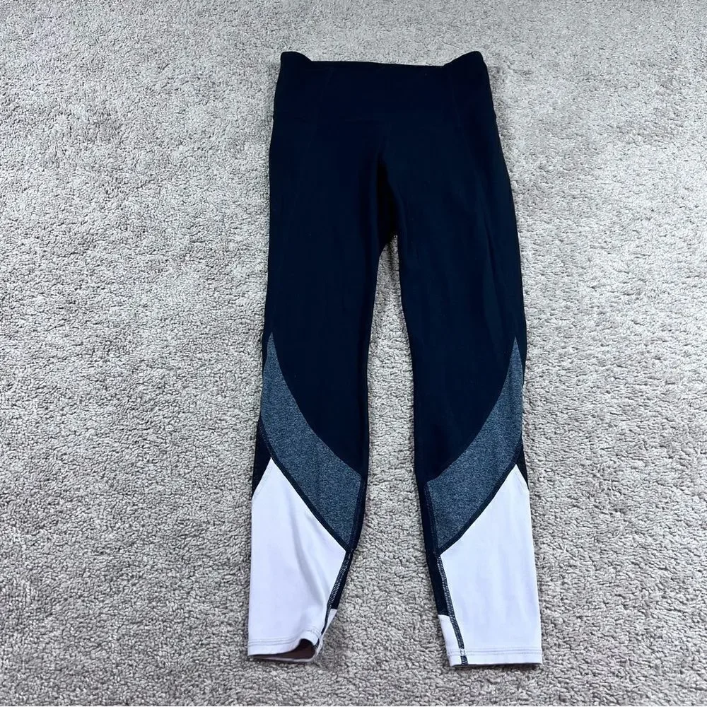 Athleta Colorblock Salutation 7/8 Leggings 281493 Black womens Size XS